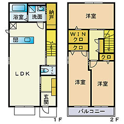 ライズ板付 3LDKの間取図画像