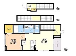 ソレアードヴィラ 1LDKの間取図画像