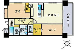 ウェルフォート比恵3番館 2LDKの間取図画像