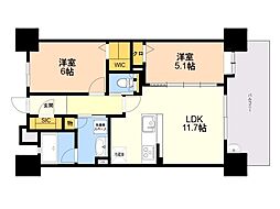 アクタス博多グランミライプレミアム 2LDKの間取図画像