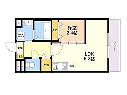 ライフフィールド諸岡 1LDKの間取図画像