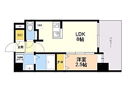 アルティザ博多ミッドシティ 1LDKの間取図画像
