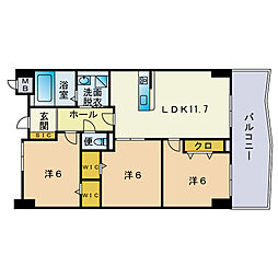 リオグランデ博多 3LDKの間取図画像