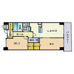 リオグランデ博多 2LDKの間取図画像
