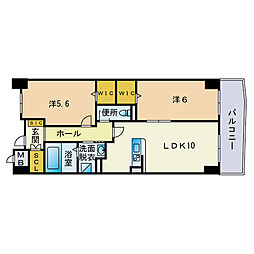 リオグランデ博多 2LDKの間取図画像
