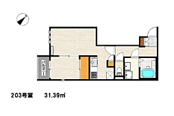 Ｍｕｇｅｌｌｏ　ｕｎｏ 2階1LDKの間取り