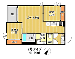 REGALEST 千早 テラス 2LDKの間取図画像