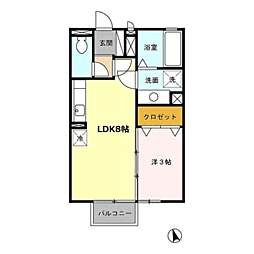 モナリエ香住ヶ丘 1LDKの間取図画像