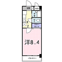 エンゼルパレス古賀 1Kの間取図画像
