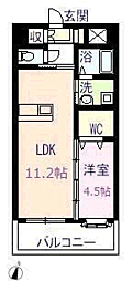 SK福津 1LDKの間取図画像