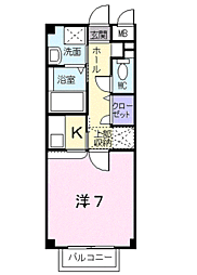 プロムナードひばり 1Kの間取図画像