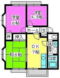 サンライズ三苫 3DKの間取図画像