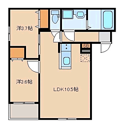 ベルシア箱崎 2LDKの間取図画像