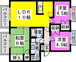 セントラル三苫 3LDKの間取図画像