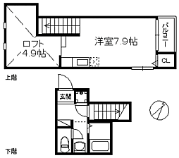 ピコロ九産大1 ワンルームの間取図画像