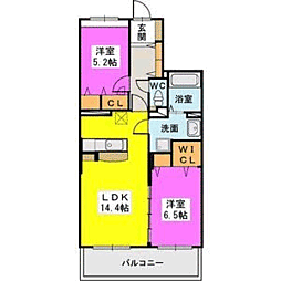 ラ・フレーズ天神 2LDKの間取図画像
