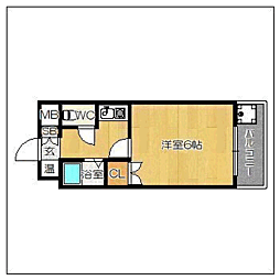 ベルデマール千早 1Kの間取図画像