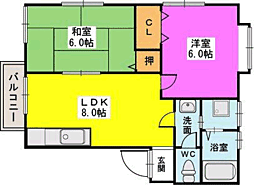 ミユキコーポ壱番館 2LDKの間取図画像