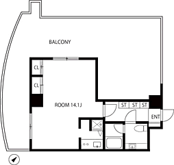 アーカスハウス ワンルームの間取図画像