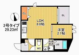 R-smart 九産大前II 1LDKの間取図画像