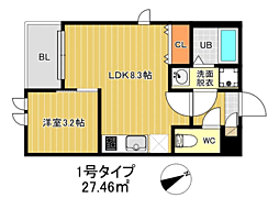 R-smart 九産大前III 1LDKの間取図画像