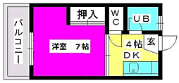 荒牧ハイツ 1DKの間取図画像