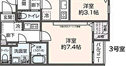 Ｔａｓｔｅ古賀 2階1Kの間取り