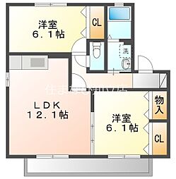 ブリエ21 2階2LDKの間取り