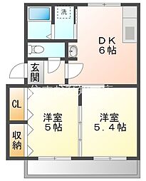 名鉄西尾線 南安城駅 徒歩8分の賃貸マンション 1階2DKの間取り