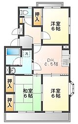 シベール二番館 4階3DKの間取り