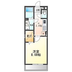 Ｄ−ｒｏｏｍ甲山寺 2階1Kの間取り