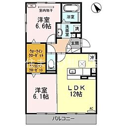 ドルチェビータ 1階2LDKの間取り