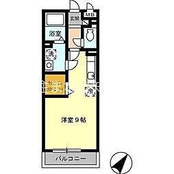 パークハイムA棟 ワンルームの間取図画像