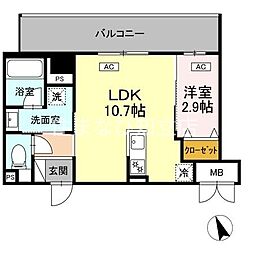ヴィラトルチュ東刈谷 1LDKの間取図画像