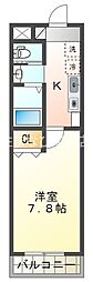 Kビル横山 1Kの間取図画像