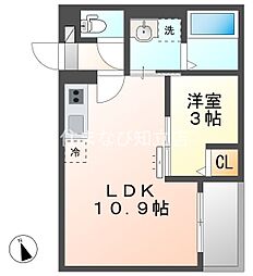 安城市新明町アパート 1LDKの間取図画像
