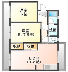 サンフラット横山 2LDKの間取図画像