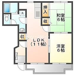 セントレージ横山 2LDKの間取図画像