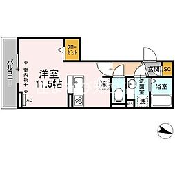 GRANDD-ROOM上重原 ワンルームの間取図画像