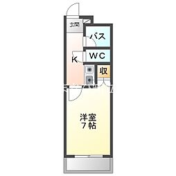 ドミネンス曲尺手 1Kの間取図画像