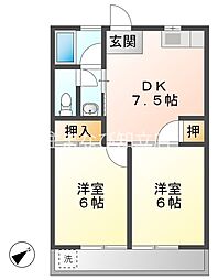 ハイツスギヤマ 2DKの間取図画像