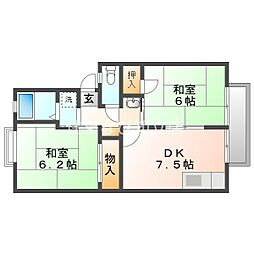 レジデンス永井 2DKの間取図画像