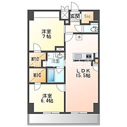 プロシード新安城 2LDKの間取図画像