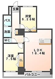 アルデア 2LDKの間取図画像