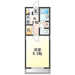 ロイヤルMIZUNO 1Kの間取図画像