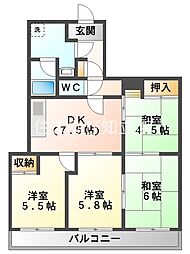 リバブル箕輪 4DKの間取図画像