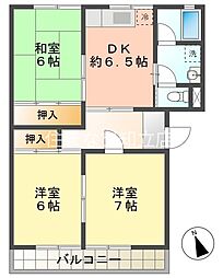 コーポラススギウラ 3DKの間取図画像