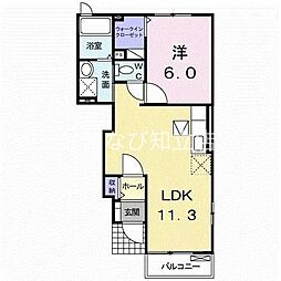 シースター 1LDKの間取図画像