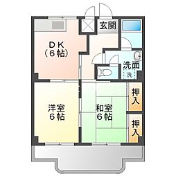 レジデンス横山 2DKの間取図画像
