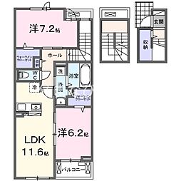 アイリス横山A 2LDKの間取図画像